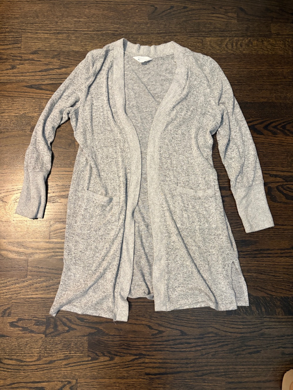 Light Gray Open Front Knit Cardigan